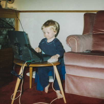 Me, at 15 months, using my dads old laptop